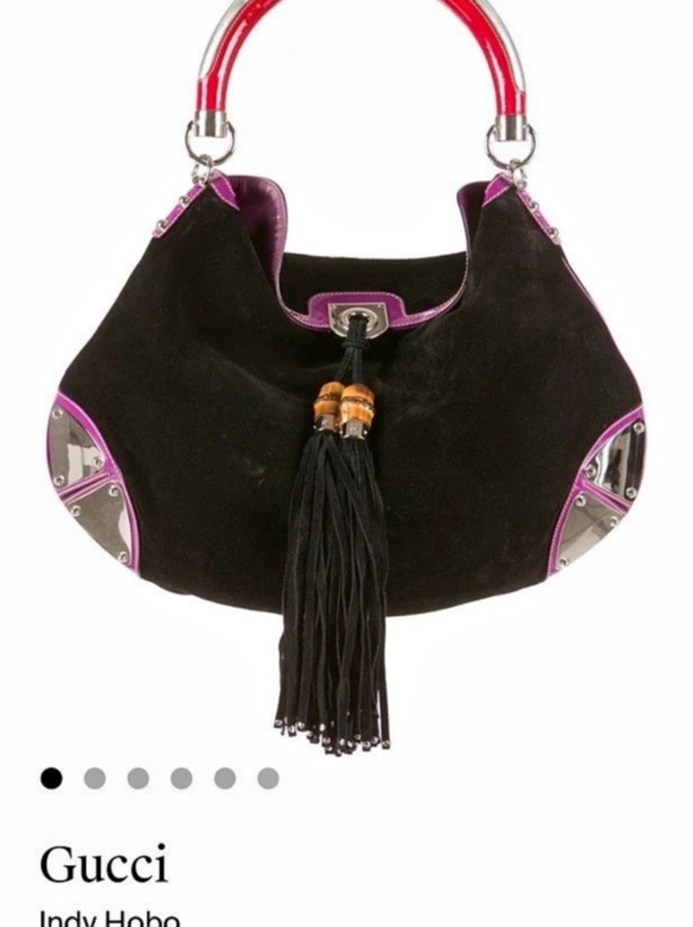 Gucci Indy Hobo Suede Medium Bag in Black & Pink